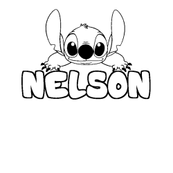 Coloring page first name NELSON - Stitch background