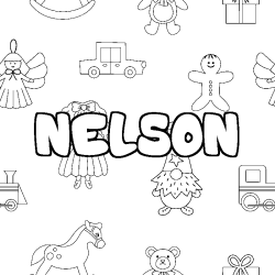 Coloring page first name NELSON - Toys background