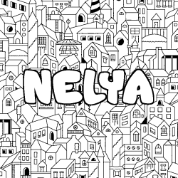 Coloring page first name NELYA - City background