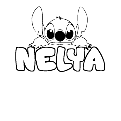 Coloring page first name NELYA - Stitch background