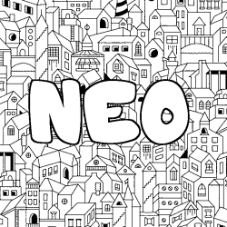 Coloring page first name NEO - City background