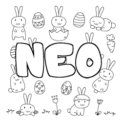 Coloring page first name NEO - Easter background