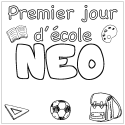Coloring page first name NEO - School First day background