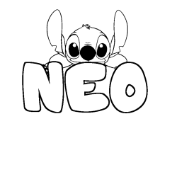 Coloring page first name NEO - Stitch background