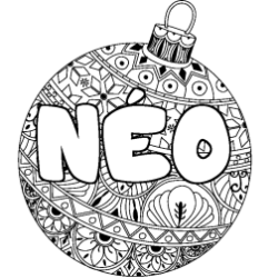 Coloring page first name NÉO - Christmas tree bulb background