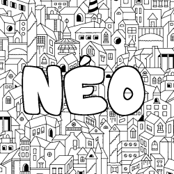 Coloring page first name NÉO - City background