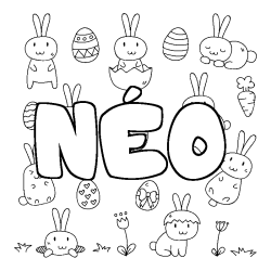 Coloring page first name NÉO - Easter background