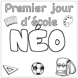 Coloring page first name NÉO - School First day background