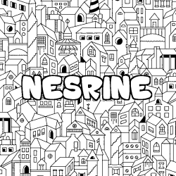 Coloring page first name NESRINE - City background