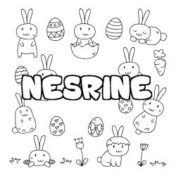 Coloring page first name NESRINE - Easter background