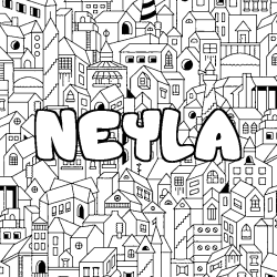 Coloring page first name NEYLA - City background