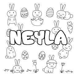Coloring page first name NEYLA - Easter background