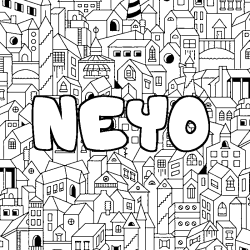 Coloring page first name NEYO - City background