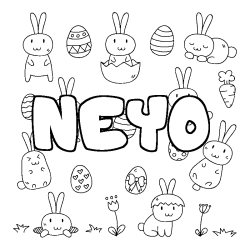 Coloring page first name NEYO - Easter background
