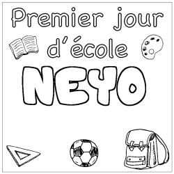 Coloring page first name NEYO - School First day background