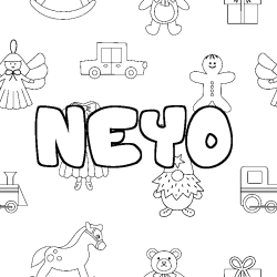 Coloring page first name NEYO - Toys background