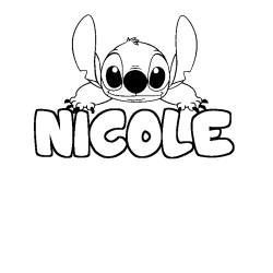 Coloring page first name NICOLE - Stitch background