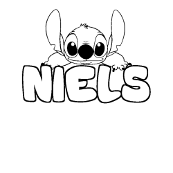 Coloring page first name NIELS - Stitch background