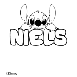 Coloring page first name NIELS - Stitch background