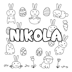 Coloring page first name NIKOLA - Easter background