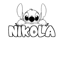 Coloring page first name NIKOLA - Stitch background