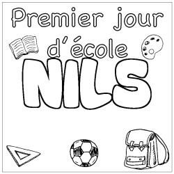 Coloring page first name NILS - School First day background