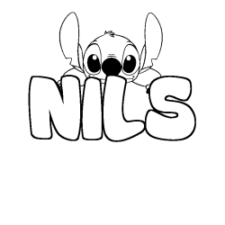 Coloring page first name NILS - Stitch background