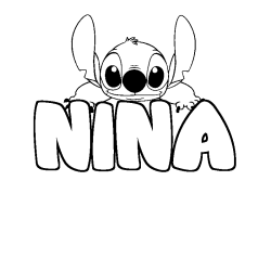 Coloring page first name NINA - Stitch background