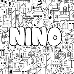Coloring page first name NINO - City background