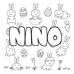 Coloring page first name NINO - Easter background