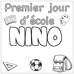 Coloring page first name NINO - School First day background