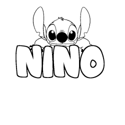 Coloring page first name NINO - Stitch background