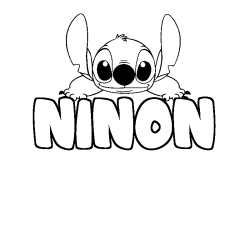 Coloring page first name NINON - Stitch background