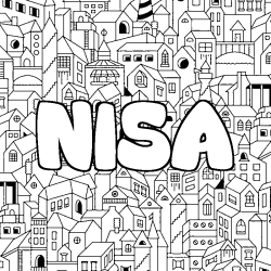 Coloring page first name NISA - City background