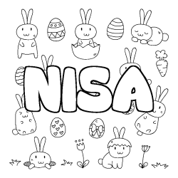 Coloring page first name NISA - Easter background
