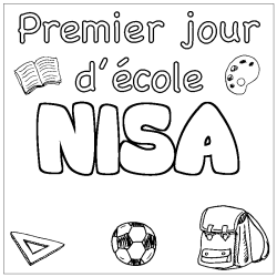 Coloring page first name NISA - School First day background