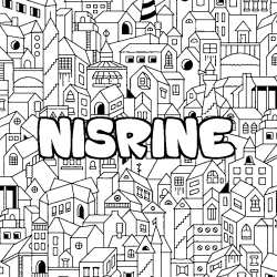 Coloring page first name NISRINE - City background