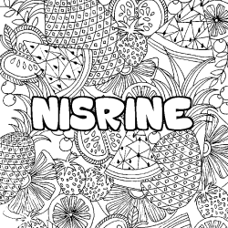 Coloring page first name NISRINE - Fruits mandala background