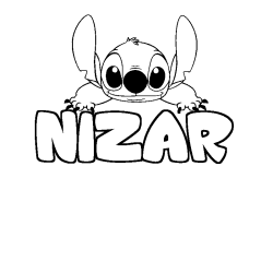 Coloring page first name NIZAR - Stitch background
