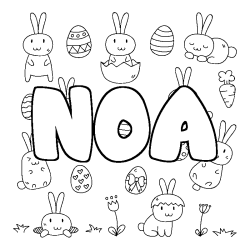 Coloring page first name NOA - Easter background