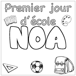 Coloring page first name NOA - School First day background