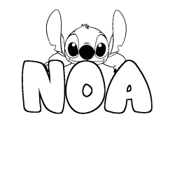 Coloring page first name NOA - Stitch background