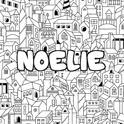 Coloring page first name NOELIE - City background