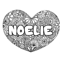 Coloring page first name NOELIE - Heart mandala background