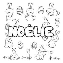 Coloring page first name NOÉLIE - Easter background