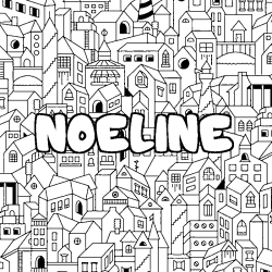 Coloring page first name NOELINE - City background