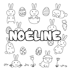 Coloring page first name NOÉLINE - Easter background
