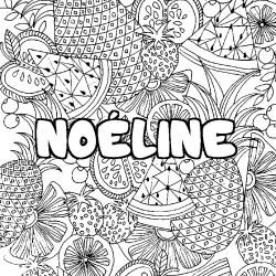 Coloring page first name NOÉLINE - Fruits mandala background