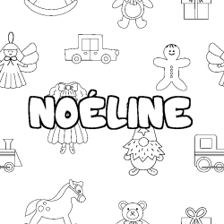 Coloring page first name NOÉLINE - Toys background