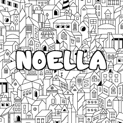 Coloring page first name NOELLA - City background